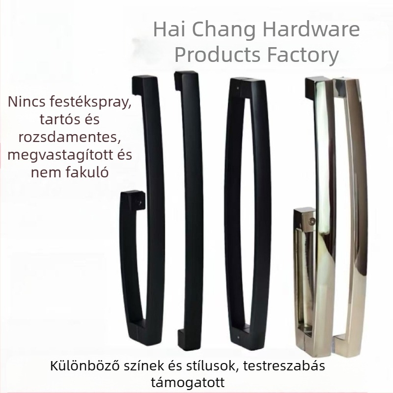 Rozsdamentes acél zuhanyajtó fogó üvegajtókhoz, 10x30 ívelt-négyzet profil, modern minimalist stílus