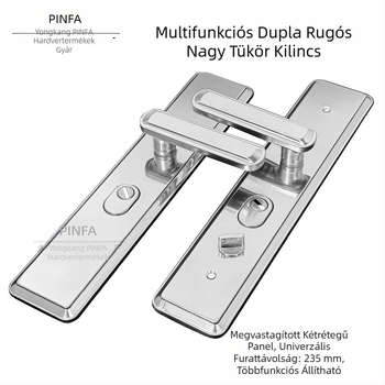 Vastagtított rozsdamentes acél ajtó kilincs, csiszolt felülettel, széles, multifunkcionális dupla rugós kilincs