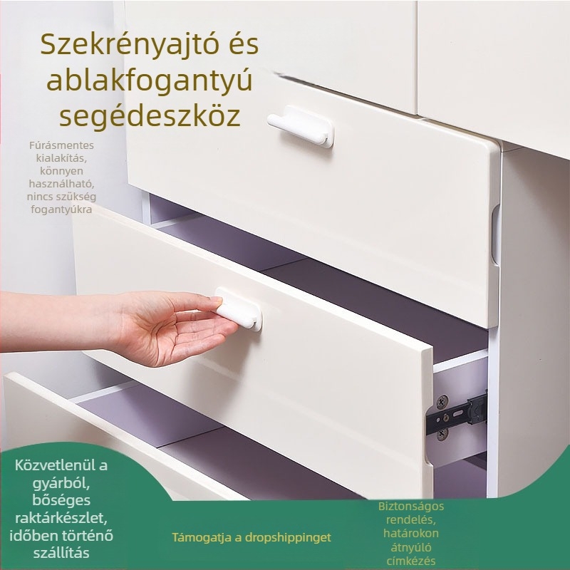 Ragasztós fúrás nélküli ajtó- és ablakfogó – konyhai ajtókhoz, szekrényekhez, gardróbhoz és fiókokhoz, fa- és üvegbútorokhoz
