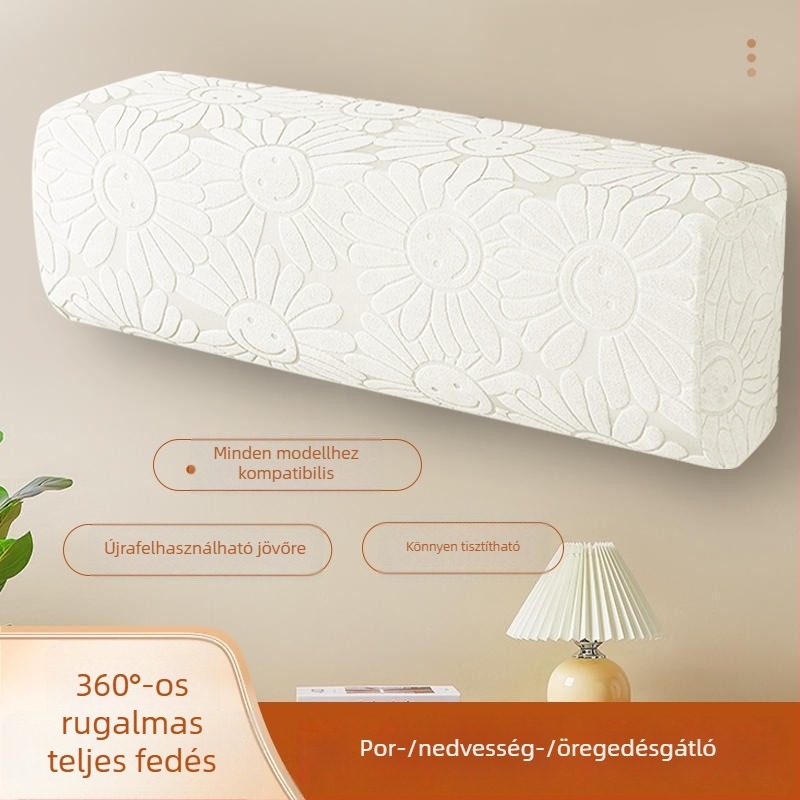 Jacquard szövetből készült rugalmas klímaberendezés-takaró hálószobába, falra szerelhető egységhez, teljes védőfedés a por ellen, modern minimalist stílus