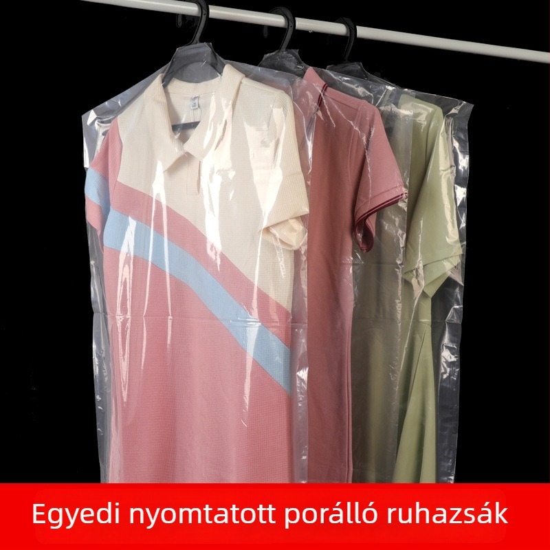 Átlátszó ruhatartó táska vállfára – öltönyök védelmére, egyedi nyomtatás