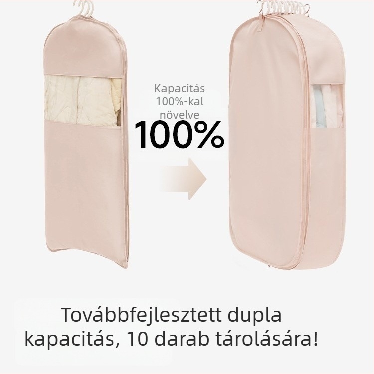 Átlátszó porvédő ruhatartó borítás puffos kabátokhoz, akasztóval a szekrénybe