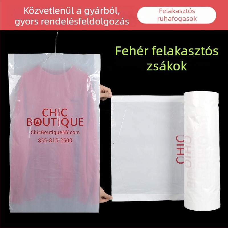 Átlátszó porvédő ruhatartó öltönyök és ruhák számára, akasztós ruhazsák, téphető görgő-dizájnnal, egyedi készítés