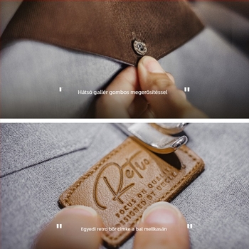 Férfi corduroy patchwork ing-jakett, hosszú ujjú, szürke, vékony, tavaszi-őszi viselet