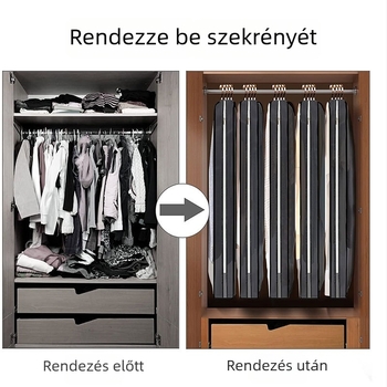 Egyedi öltönytartó és gardrób tároló táska — átlátszó porvédő a ruhákhoz, akasztós