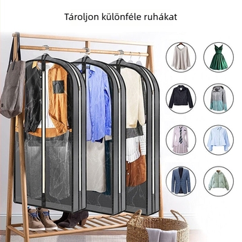 Egyedi öltönytartó és gardrób tároló táska — átlátszó porvédő a ruhákhoz, akasztós