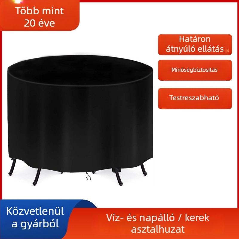 Kültéri kerekasztal-huzat, vízálló, UV-álló, Oxford poliészter anyagból