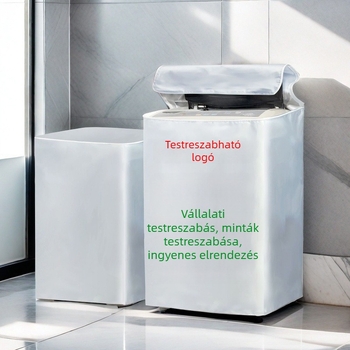 Logónyomott mosógéptakaró, vízálló, UV-álló, porálló, Oxford szövetből, felső nyílással felső töltésű mosógépekhez