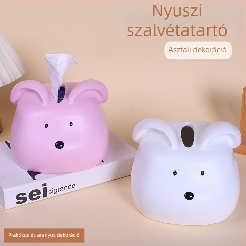 Új stílusú papírzsebkendő doboz aranyos nyuszi dizájnnal, asztali tároló, nagy kapacitású, nappalira és étkezőasztalhoz