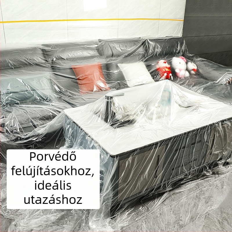 Diákszállók porvédő műanyag fólia, átlátszó egyszer használatos bútorvédő huzat a felújítás idejére, vízálló és porálló