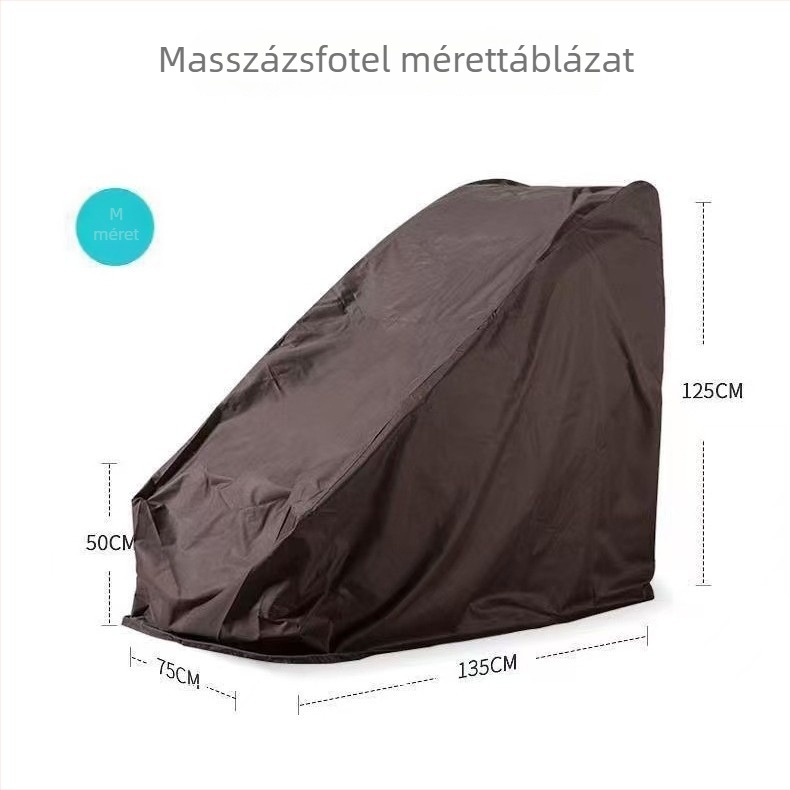Fekete teljes körű masszázsszék huzat, kültéri Oxford anyagból, vízálló és UV-védelmet nyújtó