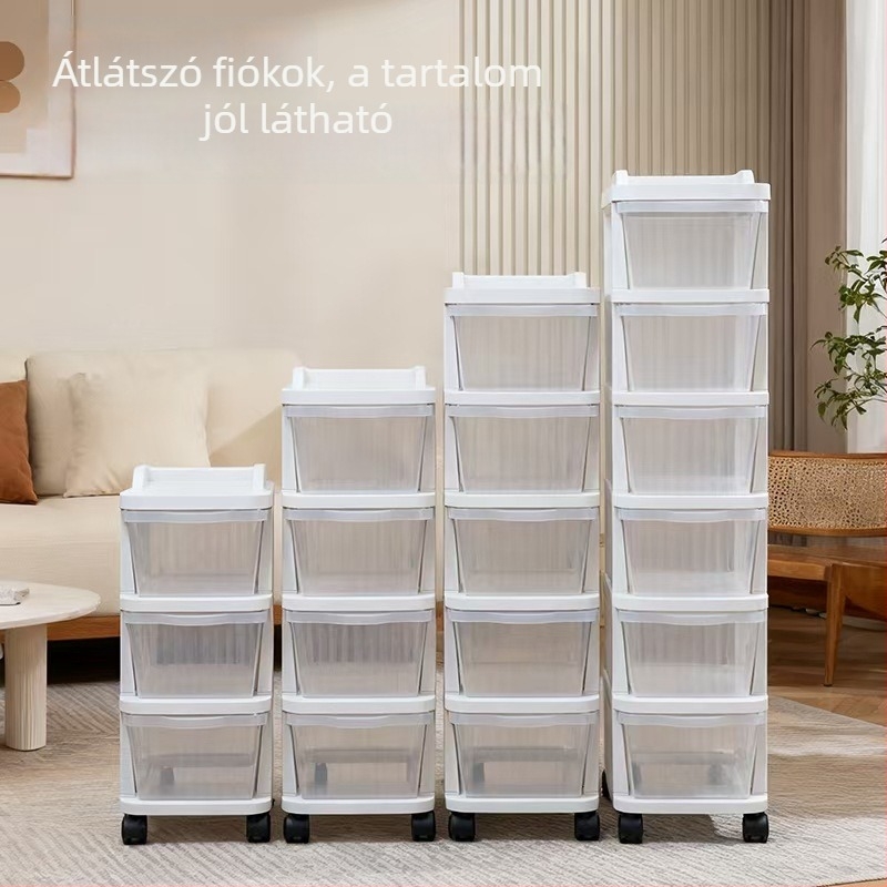 Egyedi fiókos alatti íróasztal-tároló kocsi – nappalira való rendező, nassolnivalók és játékok tárolására, szerelés nélkül