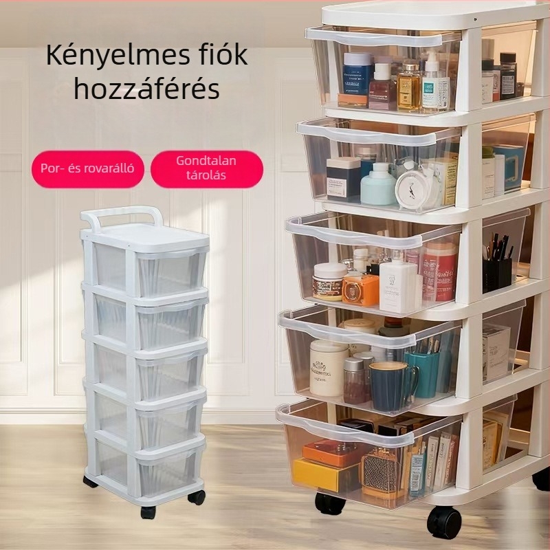 Egyedi fiókos alatti íróasztal-tároló kocsi – nappalira való rendező, nassolnivalók és játékok tárolására, szerelés nélkül
