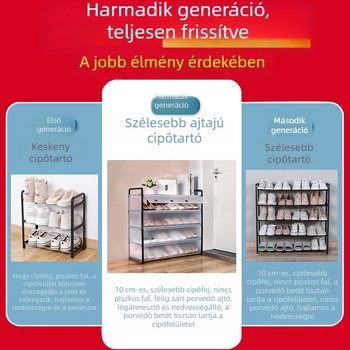 Többszintes cipőszekrény acélcsövekből, porvédett, helytakarékos tároló otthonra vagy kollégiumba
