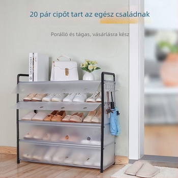 Többszintes cipőszekrény acélcsövekből, porvédett, helytakarékos tároló otthonra vagy kollégiumba