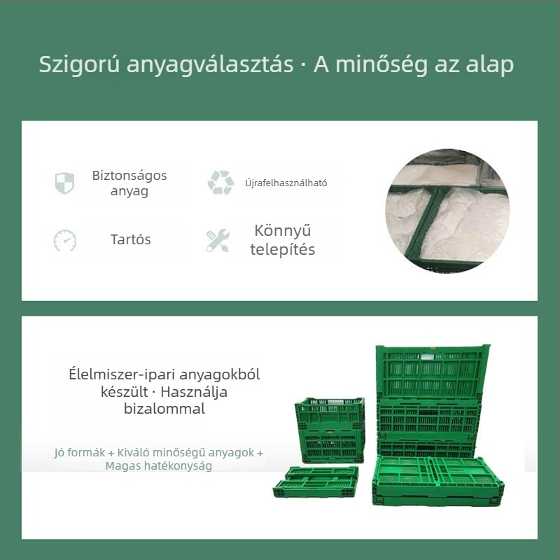 Műanyag összecsukható tárolókosár – vastag falú, multifunkcionális tároláshoz és szállításhoz