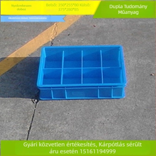 8 rekeszes HDPE műanyag doboz alkatrészek rendezésére