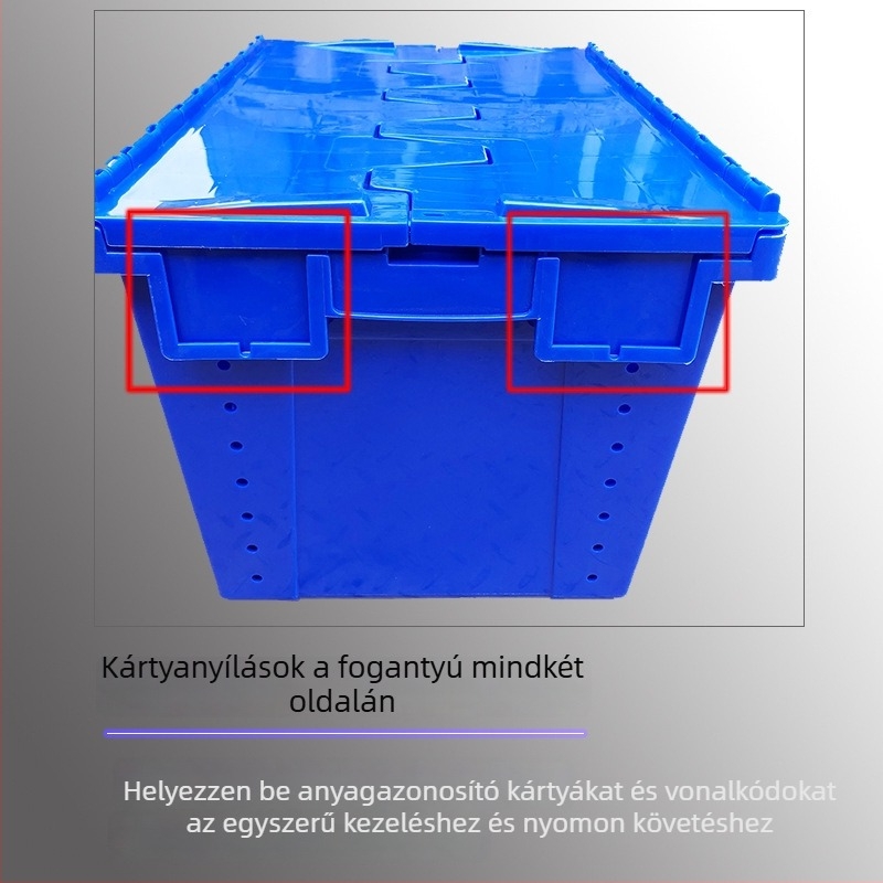 PP műanyag turnover doboz fedéllel, sík aljzattal, ferde beillesztési dizájnnal logisztikához