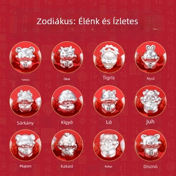 S999 tiszta ezüst tizenkét állatövi jelű piros kötél karkötő, uniszex, férfiaknak és nőknek, 2026 születési év, ballagási ajándék