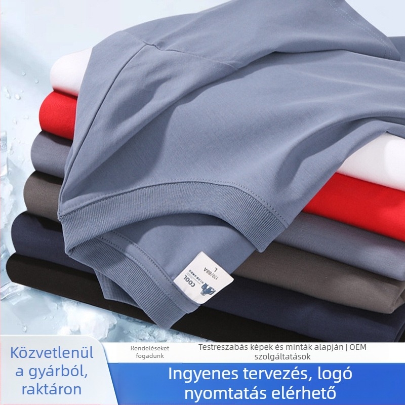 Egyedi pamut trikó jéghatású érzetű logóval, DIY rövid ujjú, kerek nyakú, férfiaknak, osztály- és munkaruhához