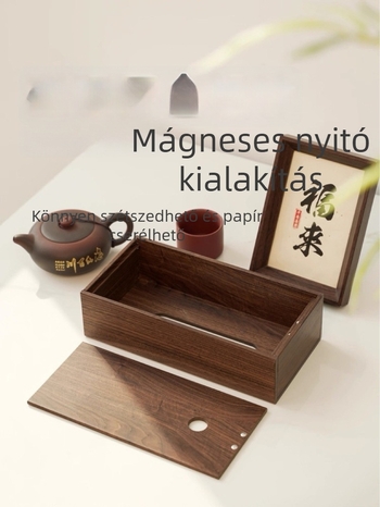 Téglalap alakú szállodai tál diófa mintázatú logóval, modern stílusú vendégházak és éttermek számára, pohártartó és zsebkendő tartó