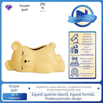 Kerámiából készült papírzsebkendő-tartó Cartoon stílusban, otthoni dekoráció a nappaliba, kávézóasztalra és étkezőasztalra