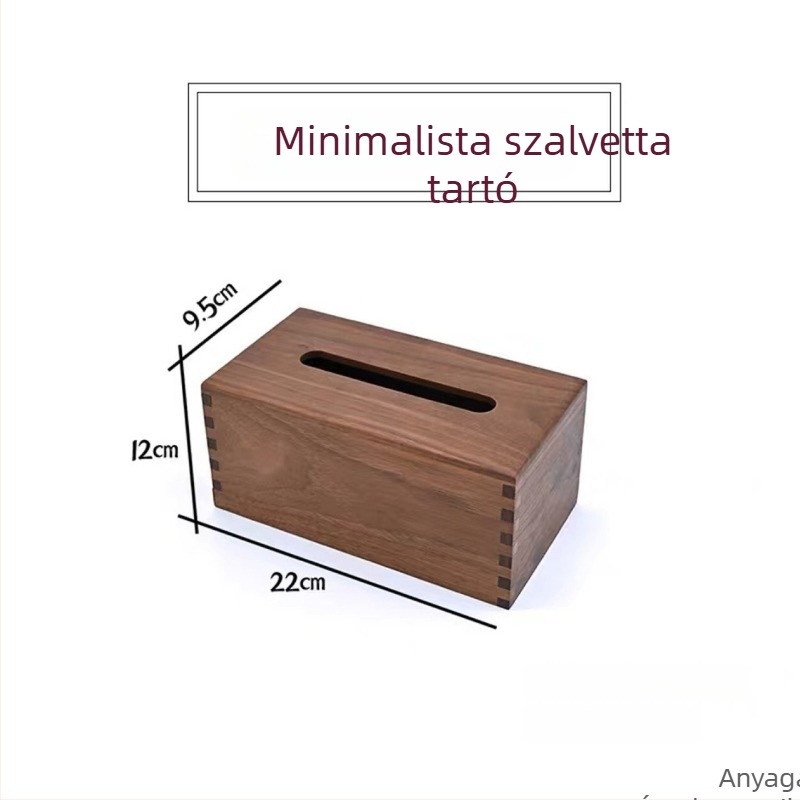 Tömörfa multifunkcionális papírzsebkendő tartó asztalra, távirányító és olló tárolóval, mortise-and-tenon konstrukció