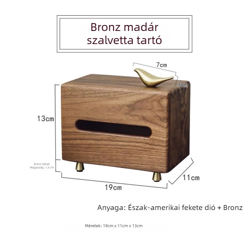 Tömörfa multifunkcionális papírzsebkendő tartó asztalra, távirányító és olló tárolóval, mortise-and-tenon konstrukció