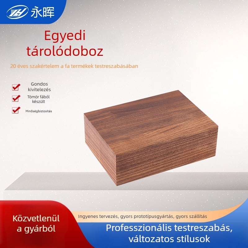 Négyzet alakú diófa papírzsebkendő-doboz, asztali fa dekoráció, logó testreszabható