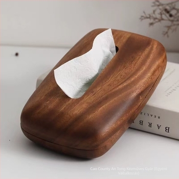 Új kínai stílusú fa papírzsebkendő doboz, kenyér formájú, luxus szállodai/éttermi napkin-tároló, dió szín