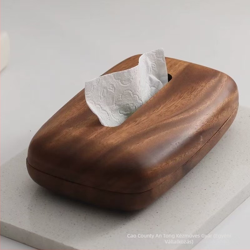 Új kínai stílusú fa papírzsebkendő doboz, kenyér formájú, luxus szállodai/éttermi napkin-tároló, dió szín