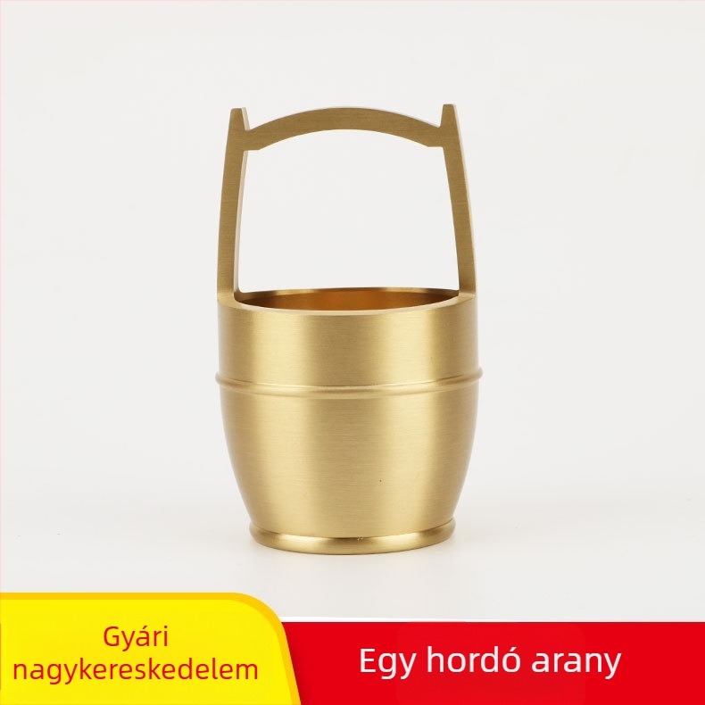 Hordó alakú asztali dísz fémből, arany tónusú