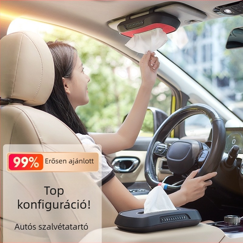 Autó belső törlőkendő tartó, akasztható a napellenzőre