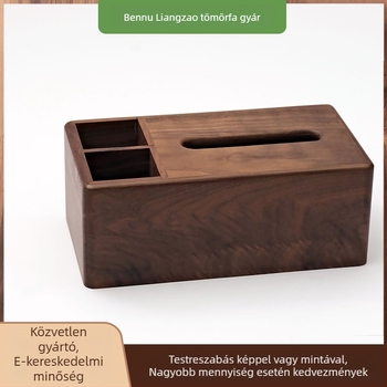 Személyre szabott fekete diófa dohányzóasztal szalvétatartó rekesszel — minimalist stílus, új kínai stílus