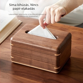 Személyre szabott fekete diófa dohányzóasztal szalvétatartó rekesszel — minimalist stílus, új kínai stílus