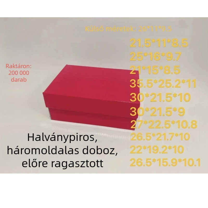 Rózsaszín összecsukható cipősdoboz lehajtható fedéllel, karton 250 g/m², fényes felület