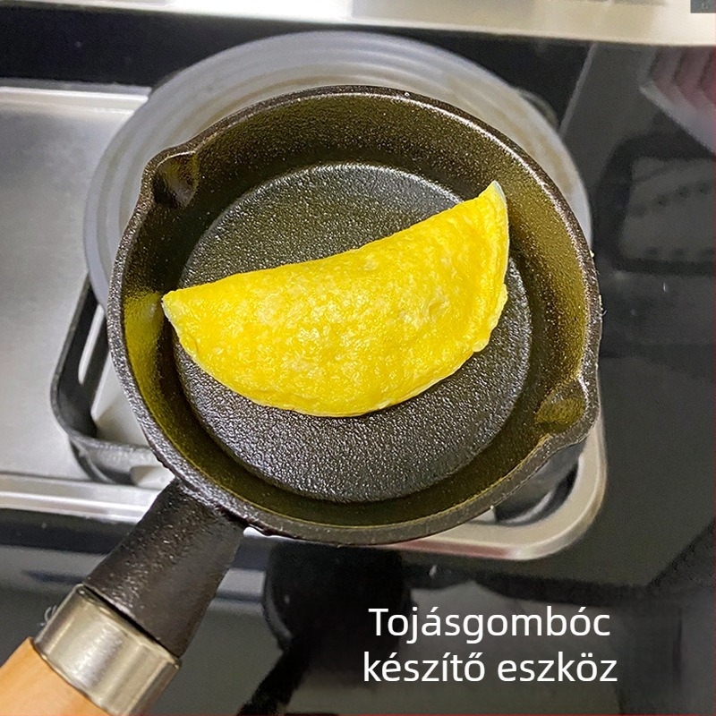 10 cm-es öntöttvas mini serpenyő tojásgombócokhoz és rántott tojásokhoz – fedő nélkül, otthoni használatra