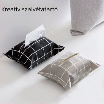 Otthoni pamut- és vászon zsepi tartó, textil zsebkendő-doboz és autóba való zsepiketartó