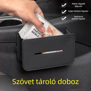 Bőr autózsepi-doboz, függő organizátor a napellenzőn és a hátsó ülésnél, többfunkciós tároló az autónak