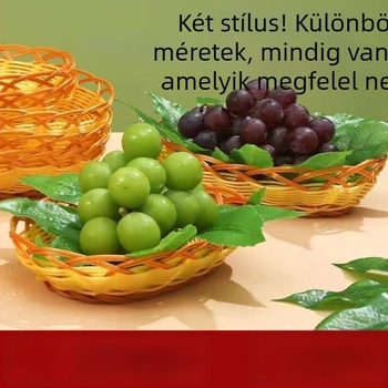 Műanyag fonott gyümölcs- és zöldségbemutató kosár, tálca és nassolnivaló kosár
