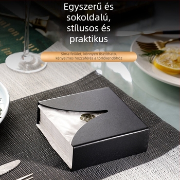 Rozsdamentes acél szalvétatartó étkezőasztalhoz, kávézóhoz és bárhoz, függőleges, négyzet alakú tároló, fekete