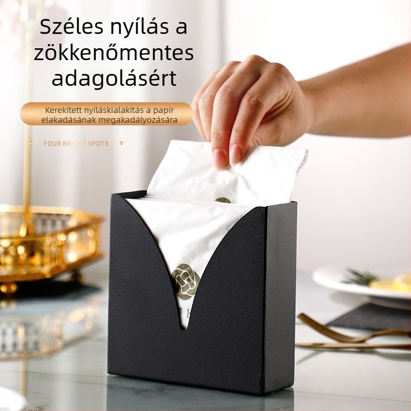 Rozsdamentes acél szalvétatartó étkezőasztalhoz, kávézóhoz és bárhoz, függőleges, négyzet alakú tároló, fekete