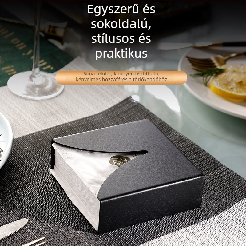 Rozsdamentes acél szalvétatartó étkezőasztalhoz, kávézóhoz és bárhoz, függőleges, négyzet alakú tároló, fekete