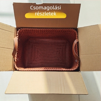 Rattan utánzatú szövött tárolókosár – nassolnivalók, játékok, asztali tárgyak, fehérnemű és zoknik, autó rendezettség