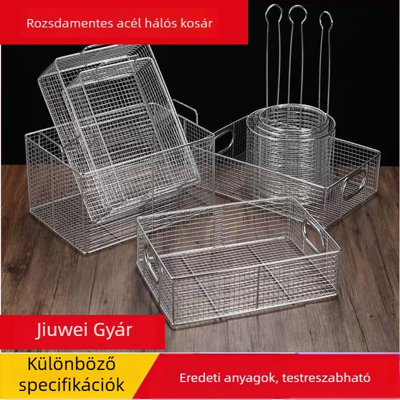 Rozsdamentes acélból készült hálószövésű tárolókosár, orvosi fertőtlenítőkosár, kék, extra-nagy méret