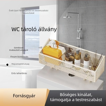 Kétpolcos felül WC fölötti fürdőszobai tárolópolc – vécépapír és tusfürdő rendezővel