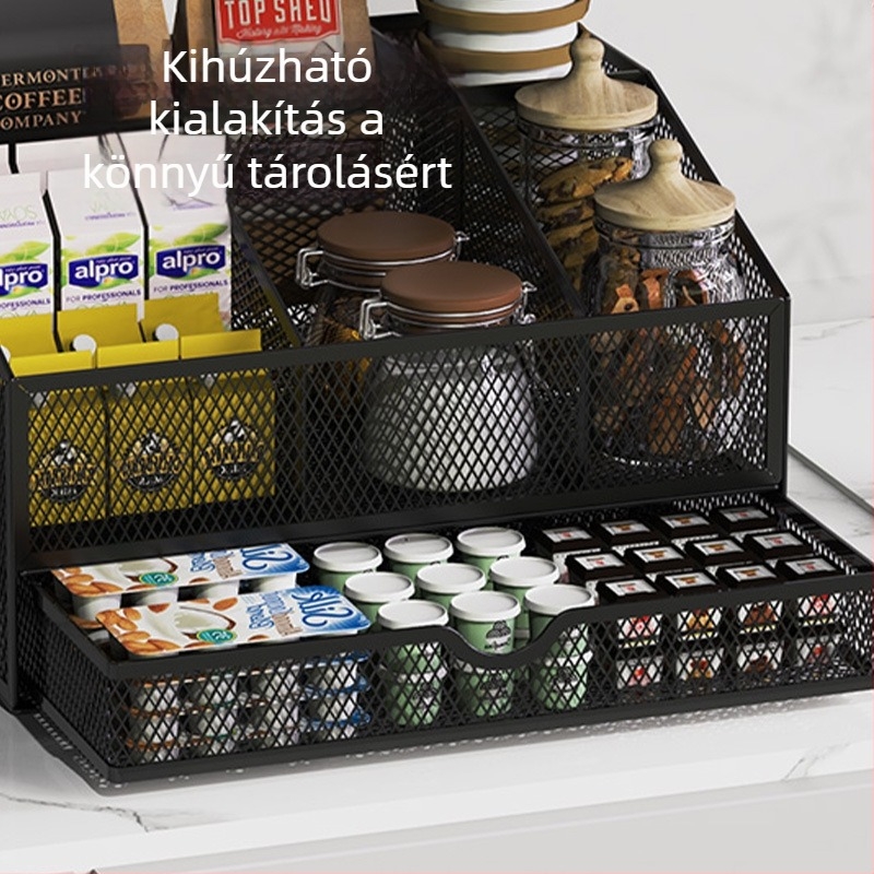 Testreszabott asztali tároló állvány szénacélból, furatmentes kivitel, multifunkcionális irodai rendszerező