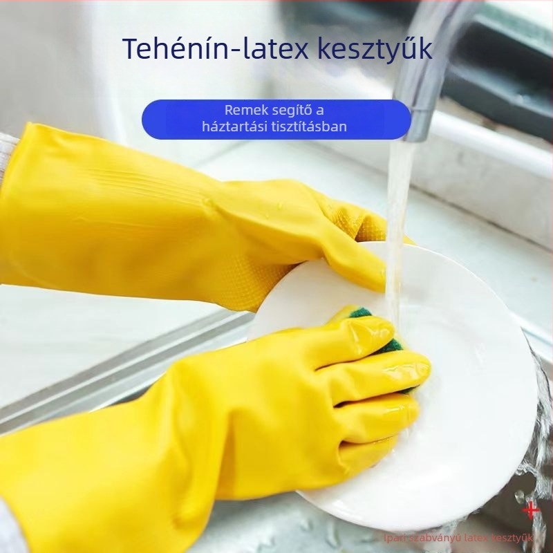 Sűrű latex kesztyű mosogatáshoz, háztartási tisztításra, vízálló és tartós, ruhamosásra és autóápolásra