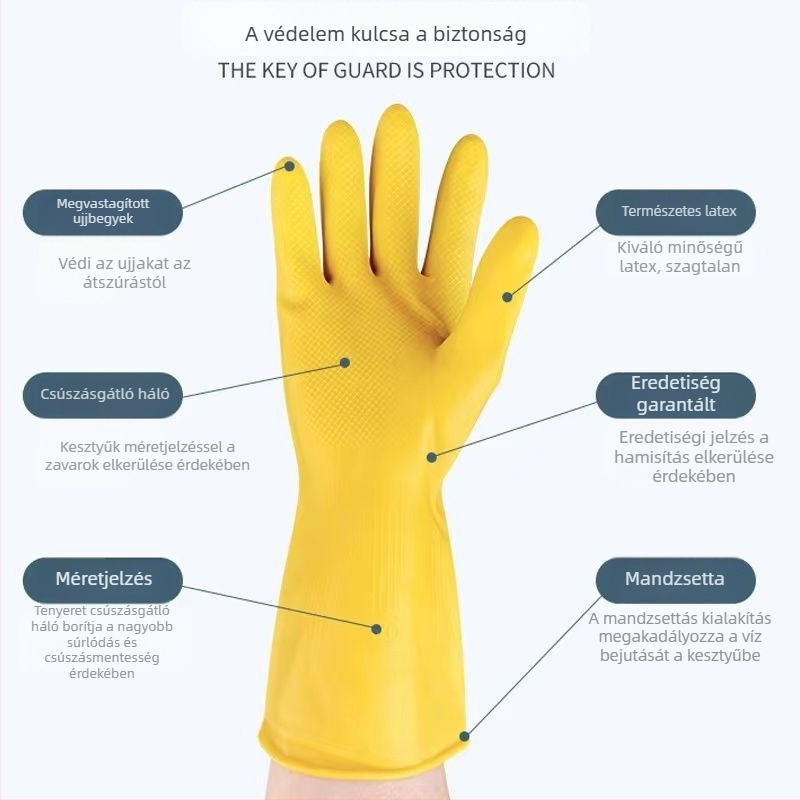 Sűrű latex kesztyű mosogatáshoz, háztartási tisztításra, vízálló és tartós, ruhamosásra és autóápolásra