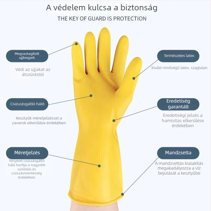 Sűrű latex kesztyű mosogatáshoz, háztartási tisztításra, vízálló és tartós, ruhamosásra és autóápolásra